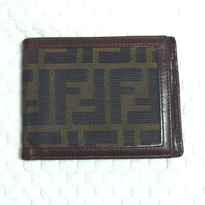 FENDI FF Zucca Bi-Fold Wallet Leather Trim